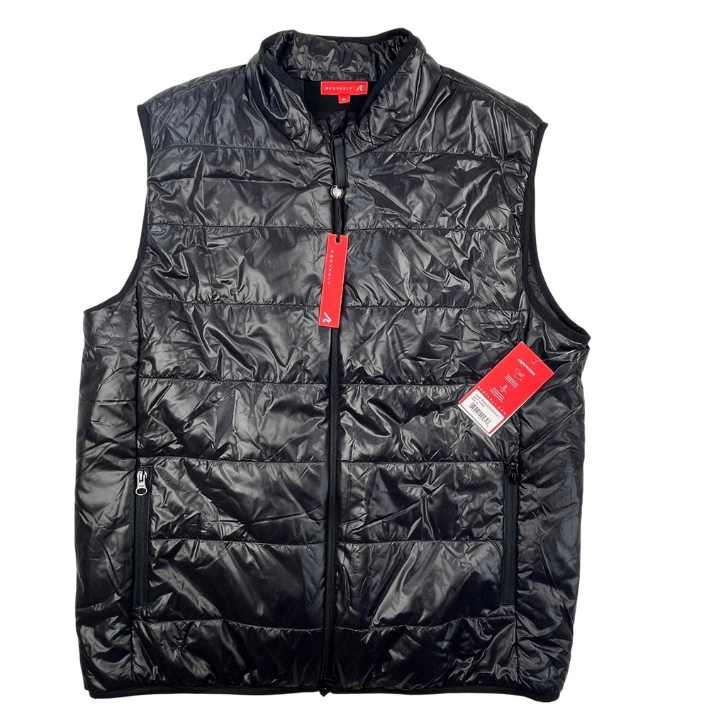 REDVANLY Bolton Vest Tuxedo Black Mens XL Lightweight Puffer Golf Quilted NWT
